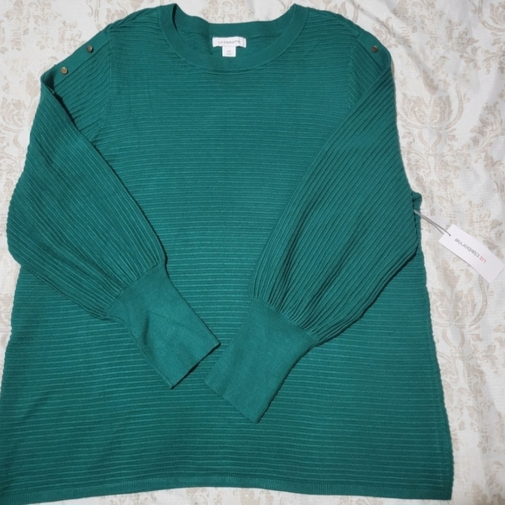Liz Claiborne Emerald Green Ribbed Sweater